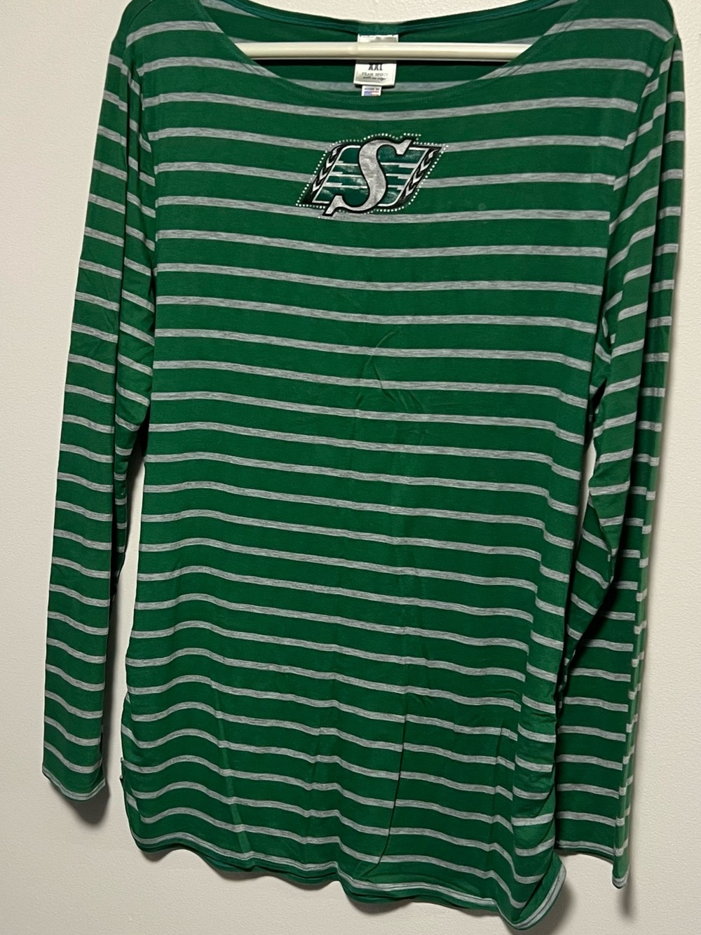 Meesh & Mia Saskatchewan Roughriders Striped Long-Sleeve Shirt - Women's XXL